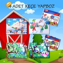 4 Set 96 Parça Tox Kış Ve Baykuş 5+ Keçe Yapboz 5 Yaş Puzzle