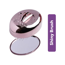 Premium Shinybrush Saç Fırçası - Kendini Temizleyen, Aynalı, Çanta Boy - Compact Detangling To Go Kahverengi