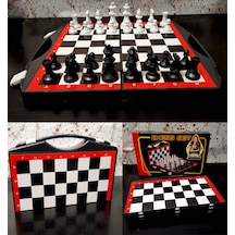 Kutulu Çantalı Satranç Takımı Plastik Chess Oyun Seti