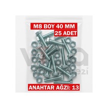 M8x40 Altı Köşe Cıvata + Somun Takımı Çinko Kaplı 25 Adet Takım 1