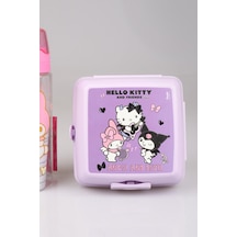 Dekomus Lisanslı My Melody&best Frıends Hello Kıtty,kuromı 500 Ml Matara Ve 2 Katlı Beslenme Kutusu /lunch Box Seti "ıslak Mendil Hediyeli" Beyaz