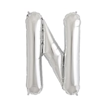 N Harf Folyo Balon Gümüş Silver 100 CM Doğum Günü. Yaş Günü. Par