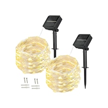 Bxroıu Solar Peri Işıkları Dış Mekan, 2'li Paket 100 Led'ler Peri Işıkları Dış Mekan Güneş 10 Metre 8 Mod Çok Renkli