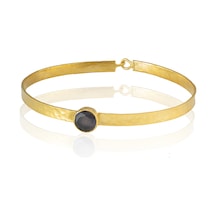 Kadir Jewellery 22 Ayar Altın Kaplama El İşçiliği Zirkon Taşlı Kadın Kelepçe Bilezik Mor