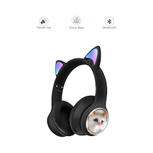 Hd11 Sevimli Kedi Karükatür Kulak Led Işıklı 5.3 Bluetooth Kulak Üstü Kulaklık