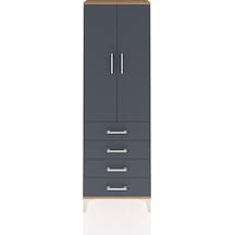 Arges Dolap 3 Raflı 4 Çekmeceli 2 Kapaklı 60x30x182 Çam-antrasit Çam