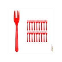 Plastik Çatal. Kırmızı - 25 Adet
