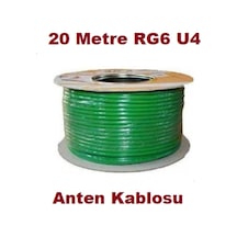 Yeşil Anten Kablosu 20 Metre , Uydu Kablosu Yeşil Rg6 U4 Tv Anten