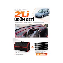 E-biz Opel Combo C 2001-2011 Uyumlu Torpido Örtüsü + Deri Bagaj Çantası - Siyah-kırmızı - Op007