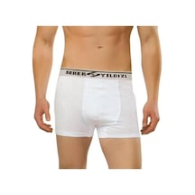 Erkek Boxer Beyaz Renk Elastan 4'Lü Paket 001