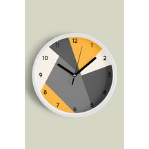 Soyut - Geometrik Temalı Modern Duvar Saati - 35cm - Önü Camlı Beyaz Kasa - Sessiz Mekanizma-jh0319 Beyaz