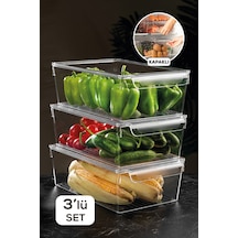 3'lü Kapaklı Buzdolabı Düzenleyici Buzdolabı Içi Düzenleyici Organizer 10 X 32,5 X 20 Cm Şeffaf