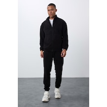 Tommy Life Siyah Kalın Yumuşak Dokulu Comfort Fit Nakışlı Erkek Eşofman Takım - 85269 Siyah