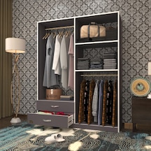 Kenzlife giysi dolabı şemsettin 175*120*40 gri gardırop 2 çekmeceli