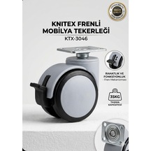4 Adet Gri Büro Tipi Tablalı Dönerli Frenli Mobilya Tekerleği Gri-siyah