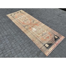 El Dokuması Yün Yolluk 102x290 Eskitme Kiremit Malatya Halısı Kiremit