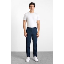 Süvari Lacivert Slim Düz Armürlü Normal Bel Casual Pantolon Spn2020500019-m09