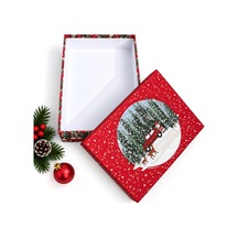 Tr Yılbaşı Hediye Kutusu 36x26x11 Cm Noel Temalı Kapaklı Hediye Kutusu Dayanıklı Karton, Varak Detaylı Yen