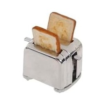 Exe Minyatür Metal Ekmek Kızartma Makinası Ve I Ki Ekmek Bebek Evi Çocuk Oyuncakları Gri Ahşap