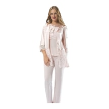 Sistina Penye Pijama Takımı - 1417-1 Açık Bej - Siyah
