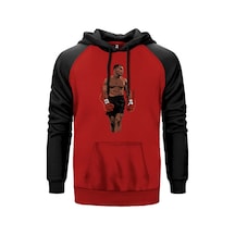 Mike Tyson Fire Boxing Gloves Kırmızı Renk Reglan Kol Sweatshirt Kırmızı