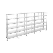 Rafburada 6 Katlı 5'li Galvaniz Çelik Raf - Depo, Arşiv, Kiler, Dosya, Market Rafı-43x60 cm-150 cm-0.70 mm