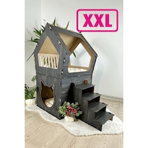 Mavitrend Ahşap Büyük Kedi Evi Xxl Açık Teraslı Model