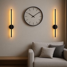 Tr Modern Dekoratif Led Duvar Aplik 66 Cm Günışığı Siyah 1 Adet Pilli Diğer
