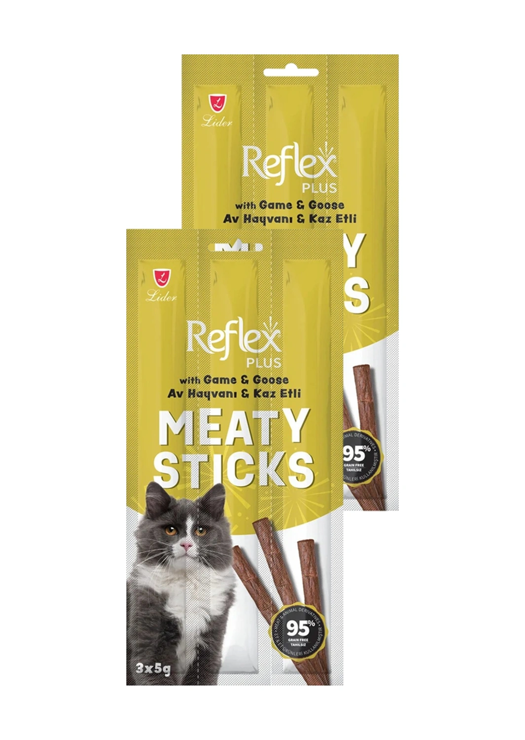 Meaty Sticks Av Hayvanı Ve Kaz Etli Kedi Ödül Çubuğu 3x5gr İkili Paket