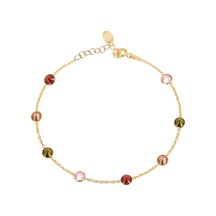 Zirkon Renkli Taşlı Altın Kaplama Gümüş Bileklik Gümüş - Rose Gold