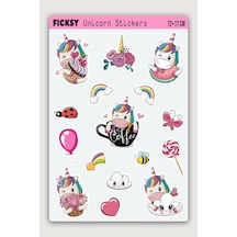 Unicorn Tek Boynuzlu At Sticker Seti - 16 Adet Etiket Çıkartma Diğer