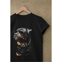Adrift Wed Unisex %100 Pamuk Siyah Renk, Regularfit Rahat Kesim Kalıp, Rottweiler Köpekli Tshirt Siyah