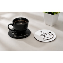 6'lı Mdf Bardak Altlığı Seti Siyah Beyaz Lazer Kesim Dekoratif Kahve Fincanlığı 10x10 Cm
