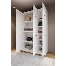 Zarif 6 Kapaklı 10 Bölmeli Beyaz Dolap
