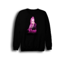 Rosé - Blackpınk - K-pop - Baskılı Unisex %100 Pamuk Bisiklet Yaka Siyah Sweatshirt Siyah