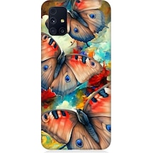 Samsung Galaxy M31s Uyumlu Soft Renkli Kelebekler Desenli Silikon Kılıf