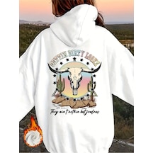 Nevermind Unisex Dirty Looks Baskılı Oversize Baskılı Kapşonlu Sweatshirt 3 Beyaz