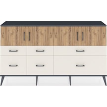 Arges Konsol 4 Raflı 6 Çekmeceli 4 Kapaklı 176x30x99 Antrasit-çam/aytaşı Atlas Çam/aytası - Antrasıt