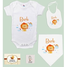 Bk Kids Kişiye Özel İsimli 5 Parça Beyaz Bebek Body Zıbın Ve Battaniye Hediye Seti, Yeni Doğan Bebek Giyim Hediyesi-7
