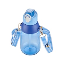 Vagonlife Taşıma Askılı Pipetli 800 Ml Çocuk Su Matarası Sticker Hediyeli Mavi Diğer