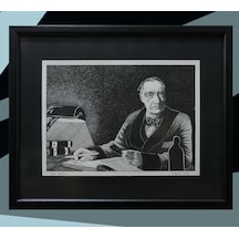 Bilim Kurgunun Babası H.g. Wells - Siyah Ahşap Çerçeveli - Orijinal Resim