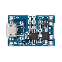 Lithium Pil Şarj Modülü Korumalı - Tp4056, Micro Usb Konnektör, Bms
