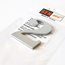 Gendec Kapı Numarası 8Cm No:2 Metalik Gri Kendinden Yapışkanlı Nu