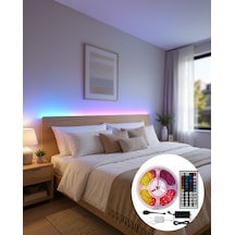 5050 Smd Rgb Led Şerit 5 Metre Kumandalı Renkli Tv Oda Masa Arkası Dekoratif Diğer
