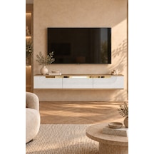Tda1805dbg Meyra Duvara Montaj Tv Sehpası Safirmeşe-beyaz-gold 180cm Safirmeşe - Beyaz - Altın