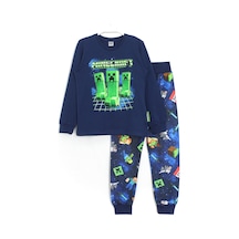Dobakids 3D Minecraft Baskılı Erkek Çocuk Pijama Takımı Lacivert
