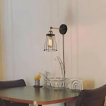 Riolight Vintage1,rustik1,retro1 Siyah Kafes 1xe27 Duylu Kablolu Fişli Anahtarlı Metal Duvar Aplik Rio Light