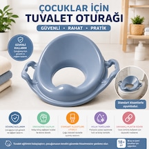 Ergonomik Kulplu Çocuk Klozet Adaptörü Kaymaz Ve Konforlu Tuvalet Oturağı Mavi