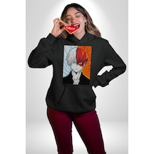 My Hero Academia Boku Anime Kadın Erkek Siyah Kapüşonlu Sweatshirt Hoodie Siyah
