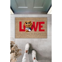 Rugmood Modern Dijital Baskı Paspas - Ayıcık Love - Kapı Önü Paspası 70x45cm Kahverengi